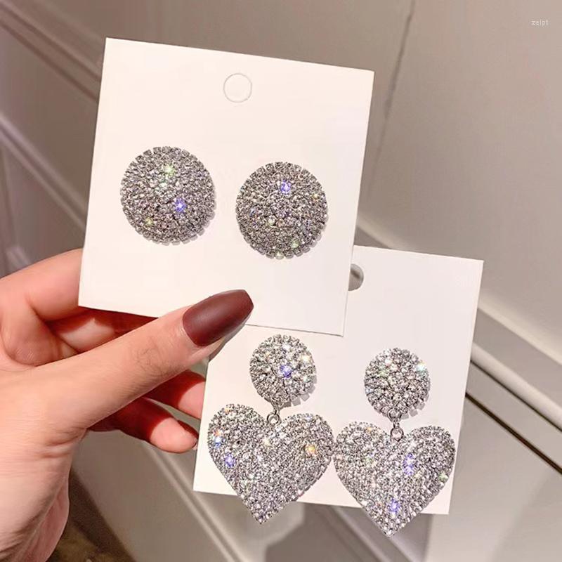 

Stud Earrings Sparkly Full Rhinestones Big Round /Heart Fashion Women Crystal Statement Jewelry Wedding Party