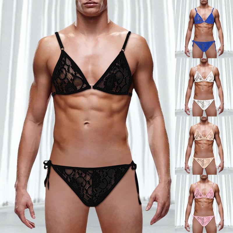 

Women's Sleepwear Men's Lace Bikini Up Set Sexy See Through Adjustable  Swimwear Shoulder Strap Freaky Lingerie For Women, Beige