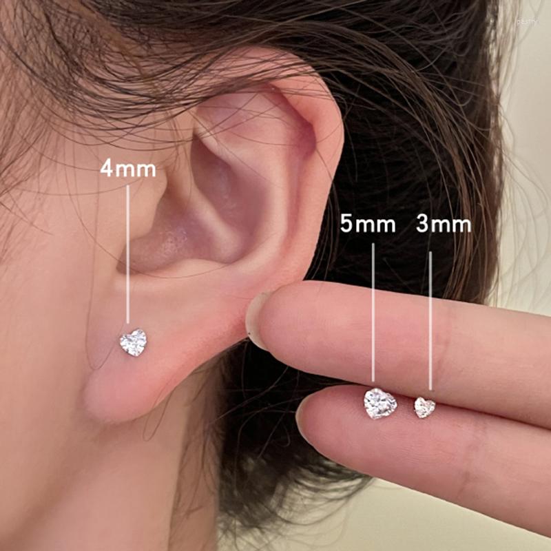 

Stud Earrings 3/4/5mm Small For Women 2023 Trending Zircon Heart Crystal Classic Girls Ear Piercing Jewelry Wholesale