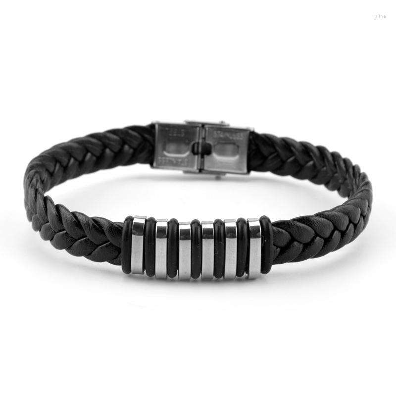 

Link Bracelets Men Weave Bracelet Charm Leather Bangle Pulseras Hombre Punk Handmade Wristband Gifts