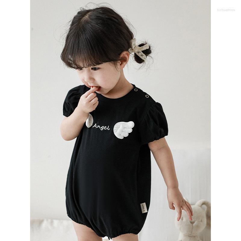 

Clothing Sets Baby Rompers Cotton Summer Born Short Sleeve Cartoon Print Boy Girl Clothes Infant Jumpsuit, Black