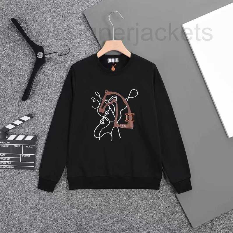 

Designer Cotton Sweatshirt Mens Sweater h Horse 3d Embroidery Long Sleeve Tshirt Sweaters Men Women Hoodie Casual Pullover Coat 4 Colors, White1