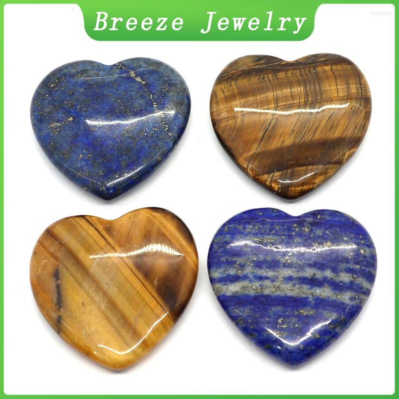 

Charms Natural Tiger Eye Stone Lapis Lazuli Love Five Hole Loose Bead Necklace 40mm Fashionable Quartz Jewelry Women's Gift