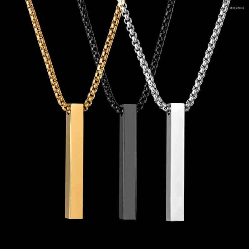 

Pendant Necklaces Fashion Black Rectangle Necklace Men Trendy Simple Stainless Steel Chain Jewelry Gift