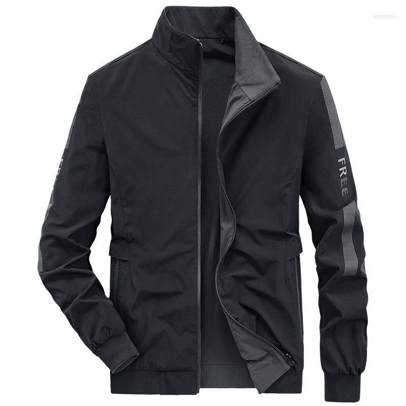 

Men's Jackets Spring And Autumn Men's Double-sided Wear Casual Jacket Youth Fashion Zipper Sport Comfortable Tops Coats Stand Collar, Black