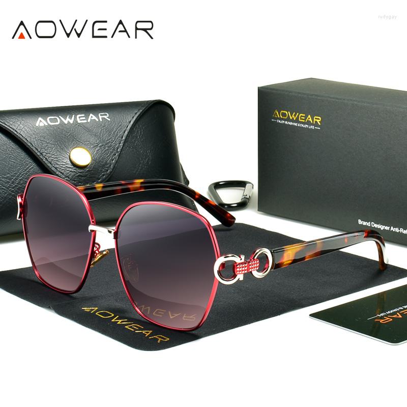 

Sunglasses AOWEAR Luxury Designer Gradient Polarized Women 2023 Trending Vintage Oversized Sunglass Lentes De Sol Mujer