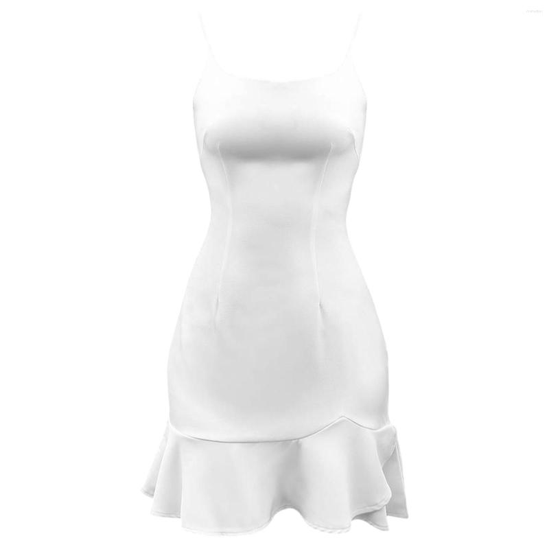 

Casual Dresses Women'S Summer Dress Graduation Irregular Shoulder Belt Slim Satin White Winter For Women