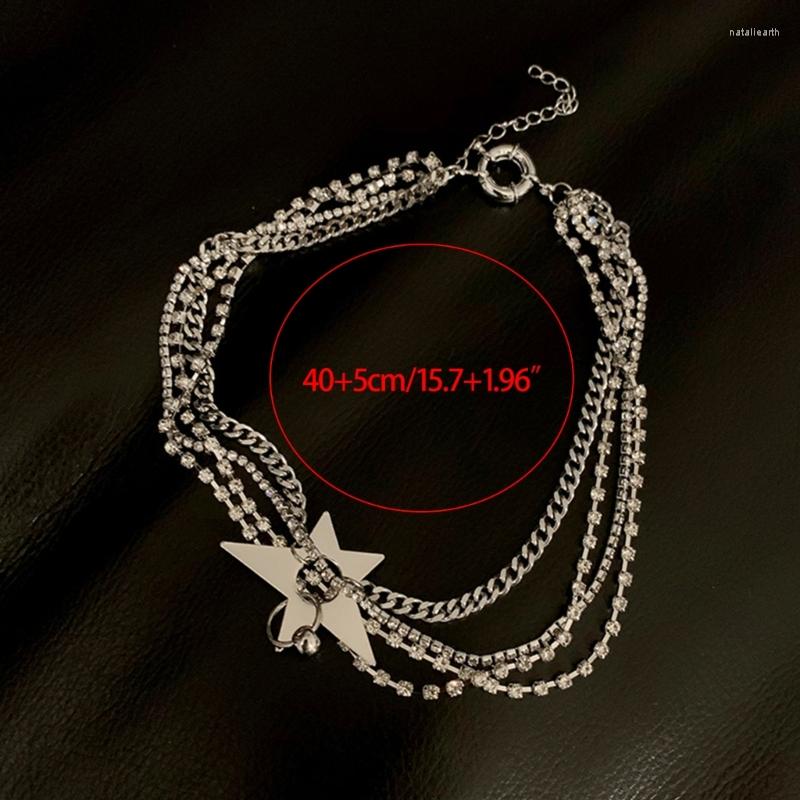 

Choker Multi-Strand Star Chain Multi-Rows Pentagram Necklaces Steel Material T8DE