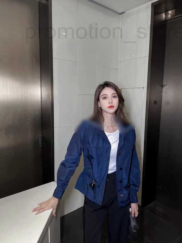 

Women' Jackets designer classic printed hat, navy blue sunscreen windbreaker jacket QTYS, Blue3