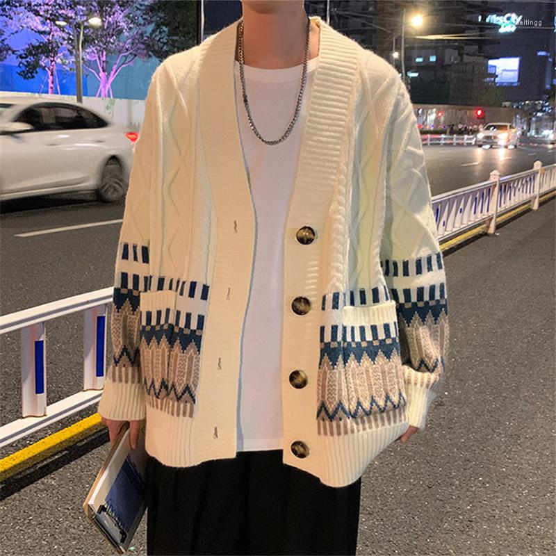 

Men' Sweaters Retro Knitted Cardigan Men Streetwear Stripe Pattern Classic Coat Mens Harajuku Hip Hop Casual Jumper Couples, Orange
