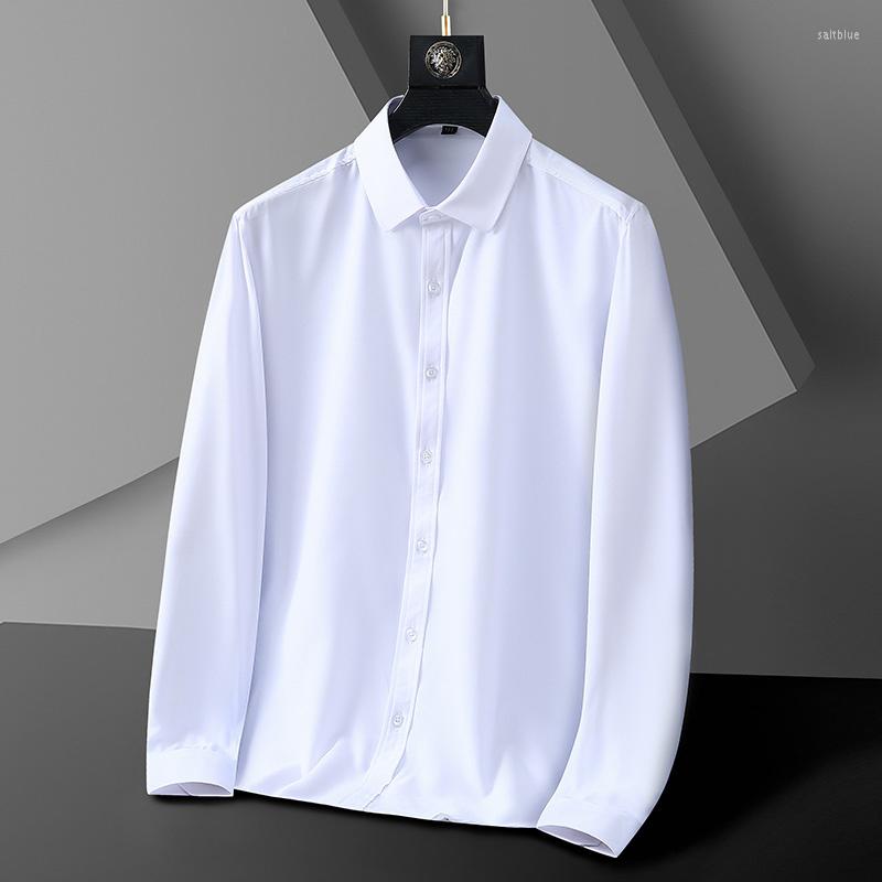 

Men's Casual Shirts Business Mature Slim Temperament Solid Work Various Color Styles Men's Dress Plus Size For Suit Matching, White