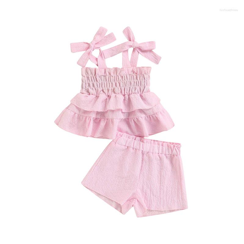 

Clothing Sets 2023 Summer Kids Baby Girl Sleeveless Strap Camis Tops Shorts Pant Bottom 2PCS Outfits Girls Set, Picture shown