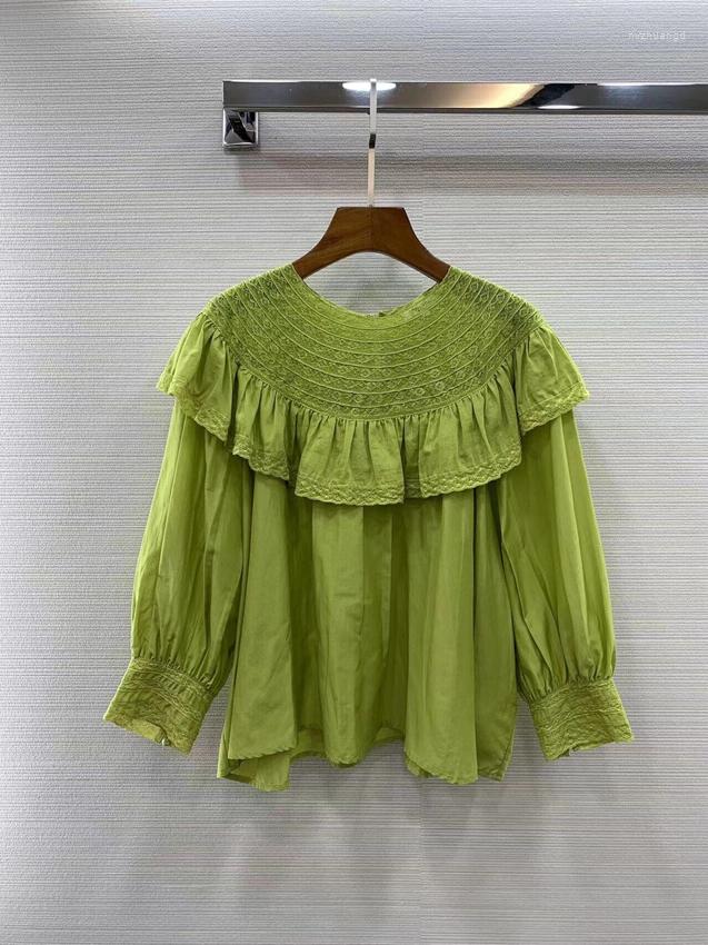 

Women' Blouses 2023 Women Fashion Long Sleeve Sexy Casual Lace Ruffle Edge Straight Loose Doll Top Shirt 0223