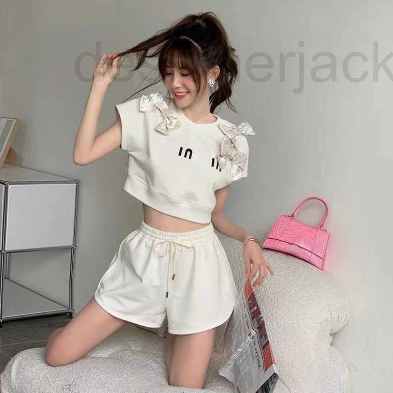 

Women's Tracksuits Designer Fashion tracksuit designer women set butterfly top drawstring shorts two-pie fried street western style summer womens suit BIKA, White
