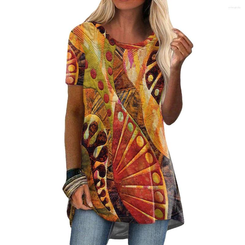

Women's T Shirts Female Graphic O-neck T-shirts Vintage Style Causal Print Folk Women Cloths Tops Tees