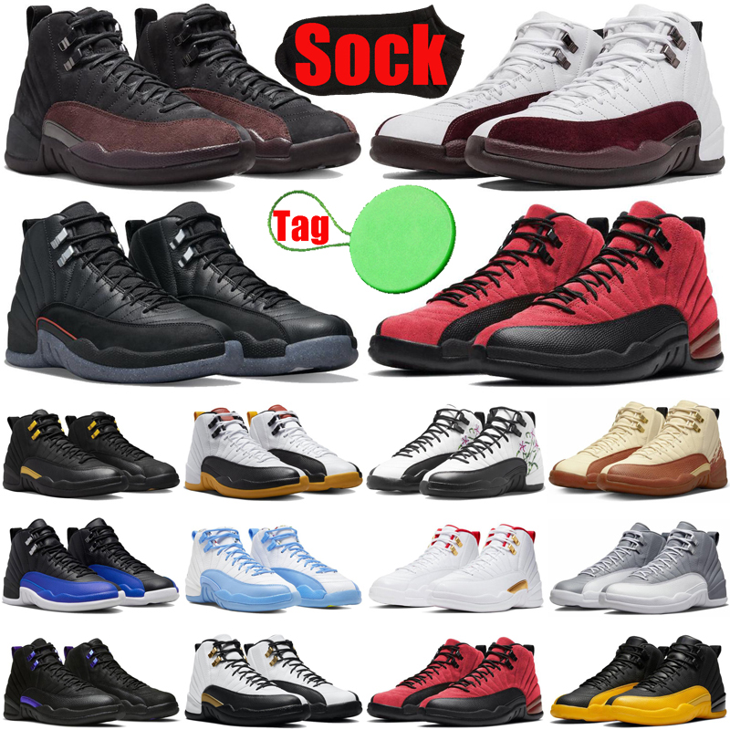 

A Ma Maniere 12 12s mens basketball shoes Black Taxi Cherry White Muslin Stealth Hyper Royal Royalty Flu Game Field Purple men trainers sneakers shoe discount, #35 cherry
