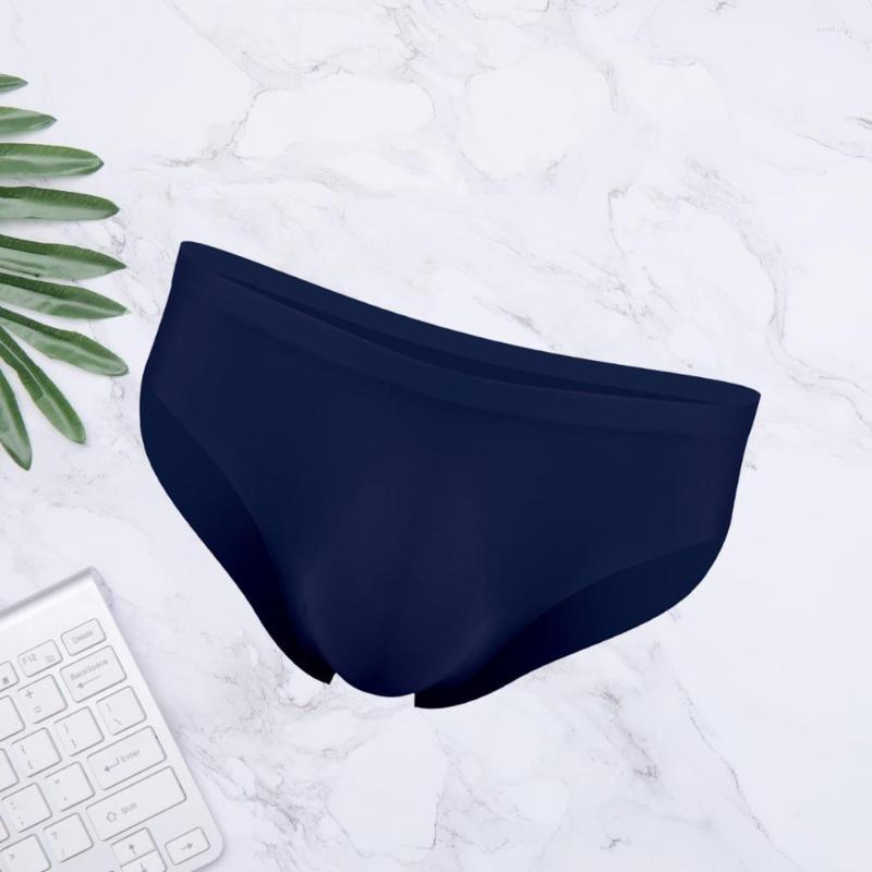 

Underpants Charming Men Triangle Cutting Anti-pilling Summer Translucent Ice Silk Panties Solid Color Male Daily Wear, Black