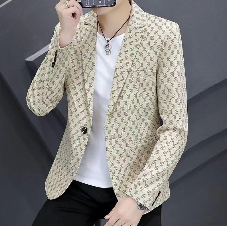 

Fashion Men's Casual Letter Printing Long Sleeve Slim Suit Blazers Jacket Coat, 13