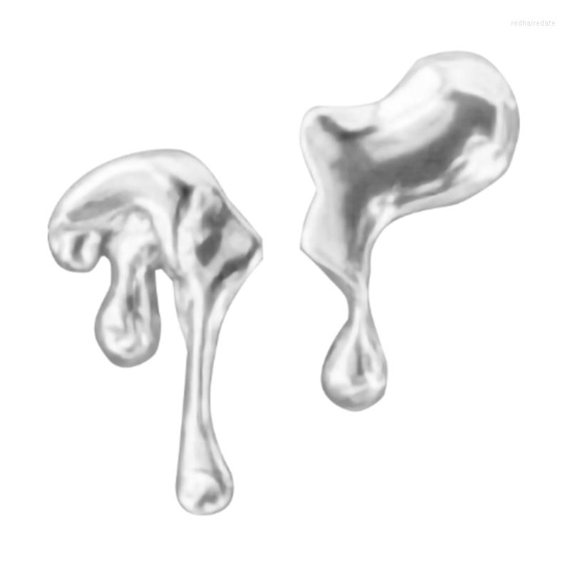 

Dangle Earrings Asymmetrical Liquid Metal Drop Earring For Women Girls Hip-hop Trend Silver Color Lava Stud Jewelry Charm