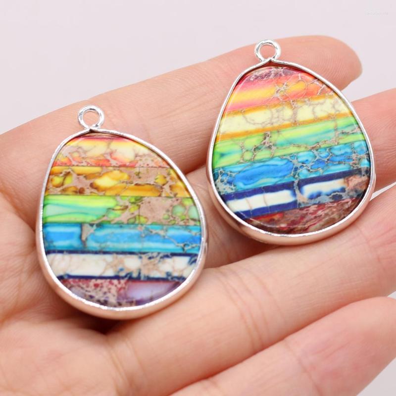 

Pendant Necklaces Natural Stone Emperor Fat Water Drop Silver-plated Edge For Jewelry MakingDIYNecklace Earring Accessory Charm Gift