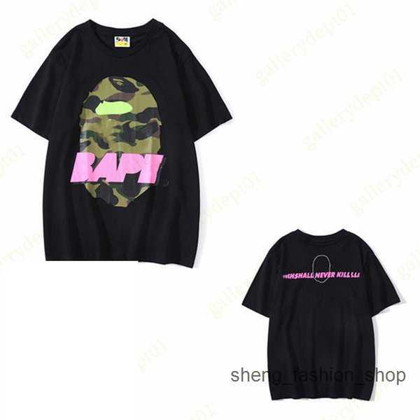 

Bathing ape Designer t Shirs Shark Fake Zipper Paern Prin Clohes Caroon Line Shir Graphic Tees Colorful Women T-shir Tie Dye Shir 3 2WHG, Style no. 6