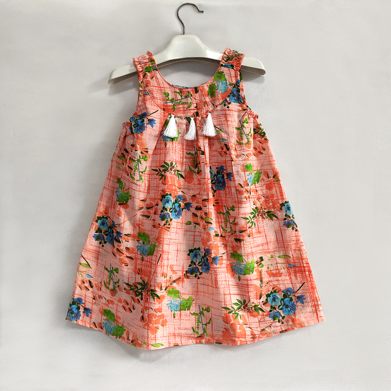

Girl's Dresses Baby Girls Sleeveless cotton Flower Print Clothes Kids Summer Princess Dress Children Party Ball Pageant Outfit 230413, Blue3