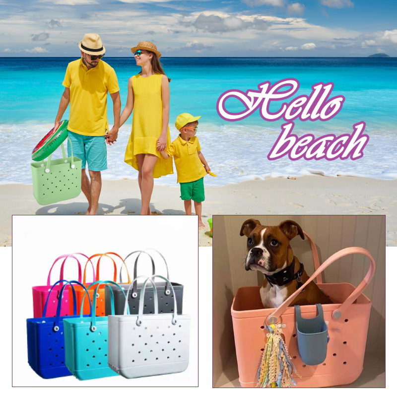 

Large Size Rubber Beach Bags Waterproof Sandproof Outdoor EVA Portable Travel Bags Washable Tote Bag For Beach Sports Market, Khaki
