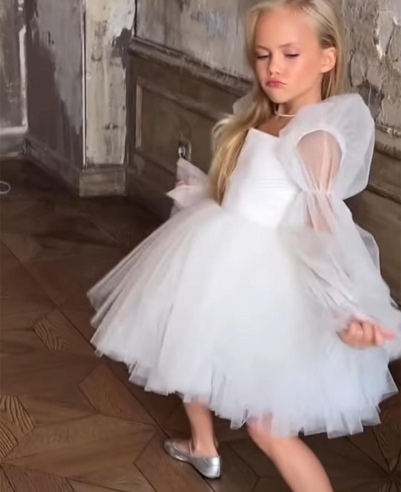 

Girl Dresses Ivory Vestidos Primera Comunion Long Sleeve Flower Dress Tulle Toddler Glitz Pageant Pretty Kids Prom Gown, Khaki