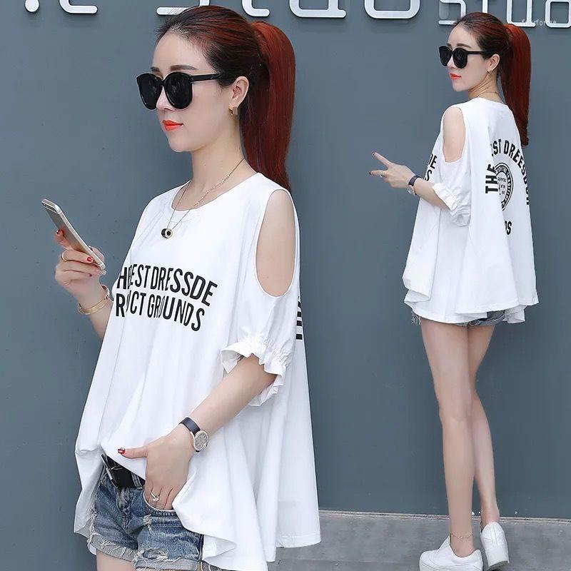 

Women' T Shirts Summer Short Sleeve T-shirt Women' Loose Large Off Shoulder Top Fashion Half, Red