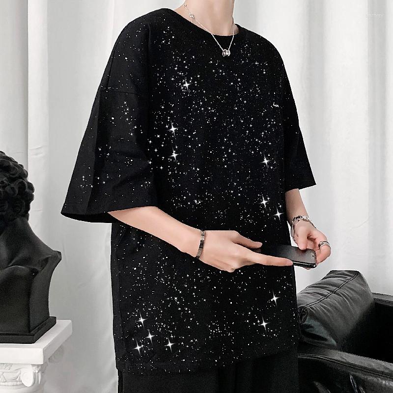 

Men's T Shirts Mens Starry Sky Tshirts Oversized Star Print Tops 2023 Streetwear Summer Men Clothing Hip Hop Male Casual Tee Unisex, Light grey
