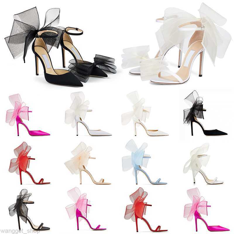 

With BOX Luxury Designer Sandals women high heels Averly Pumps Aveline Sandal with Asymmetric Grosgrain Mesh Fascinator Bows Shoes 8 9 10 good, Item #5