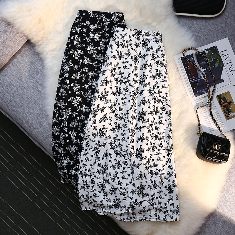 

Skirts Floral Long Korean Fashion Style Autumn Summer Skirts For Vintage Kawaii Women' Clothes High-Waisted Skirt Harajuku 230414, Black