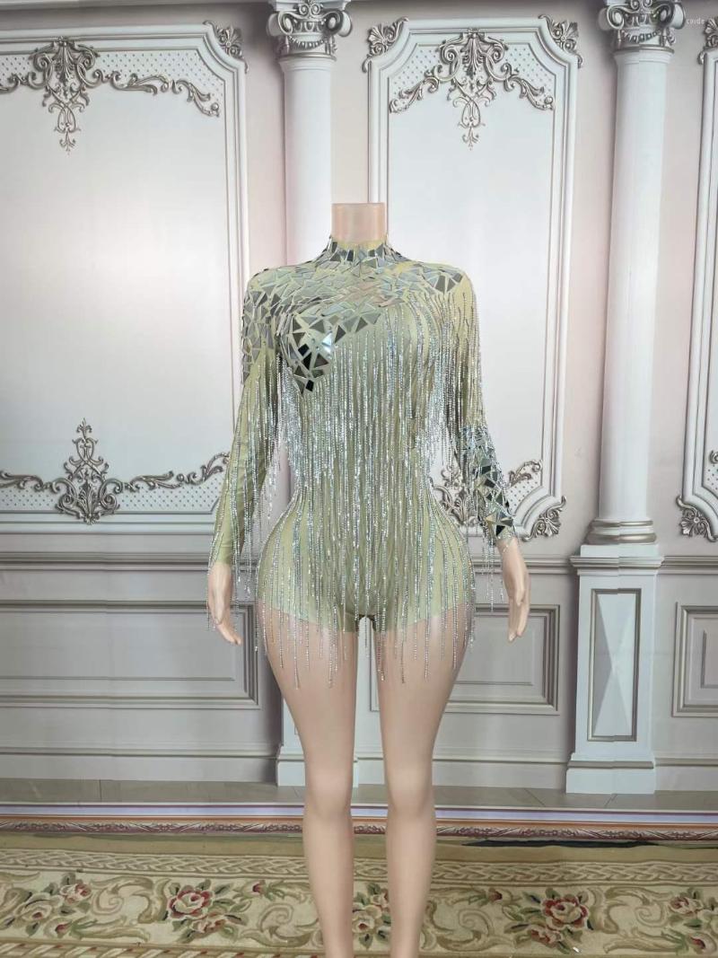 

Stage Wear Sequins Rhinestone Fringe Bodysuits Women Birthday Stunning Prom Party Nightclub Drag Queen Perform Singer Jumpsuits, Outfit