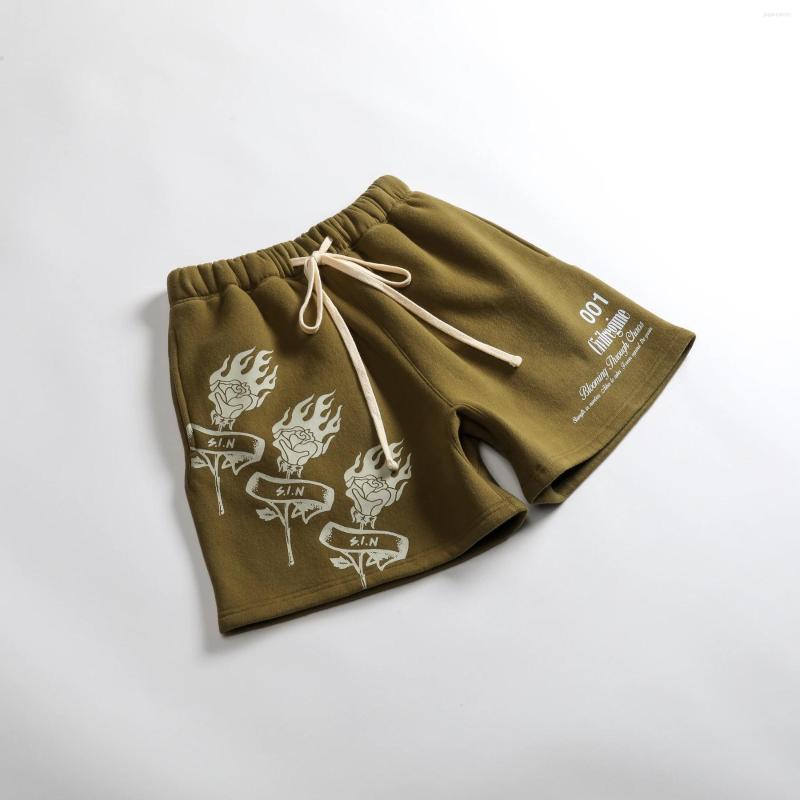 

Men's Shorts 2023 Tide Brand Casual Summer Loose Five Quarter Pants Men's Large Printed Cotton Circle Couple, Army green