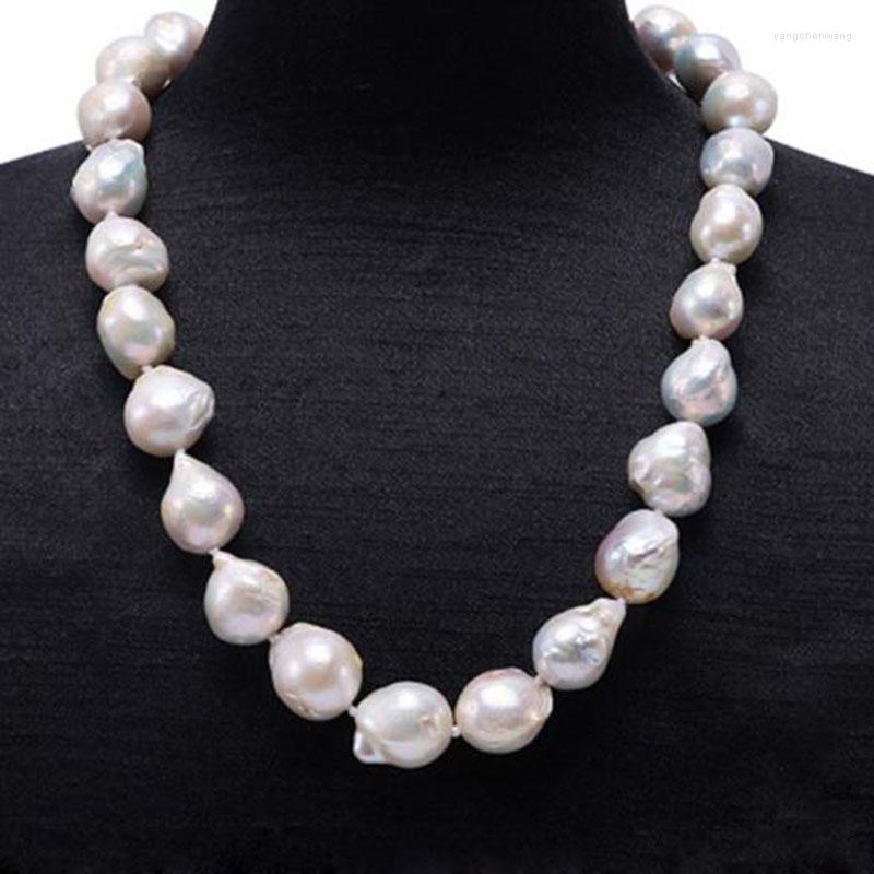 

Chains Elegant Multicolor Irregular Baroque Freshwater Pearl 11-15mm White Cultured Necklace 18" Women
