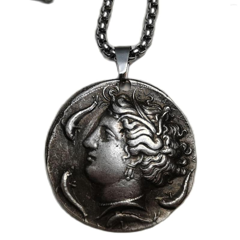 

Pendant Necklaces Vintage Ancient Coin Silver Plated Man / Women Jewelry P0040