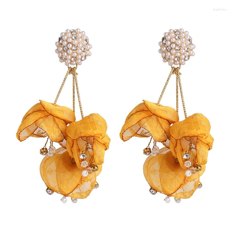 

Dangle Earrings Handmade Simulated Pearl Long Vintage Minimalist Modern Fairy Lace Flower Jewelry Accessories For Women