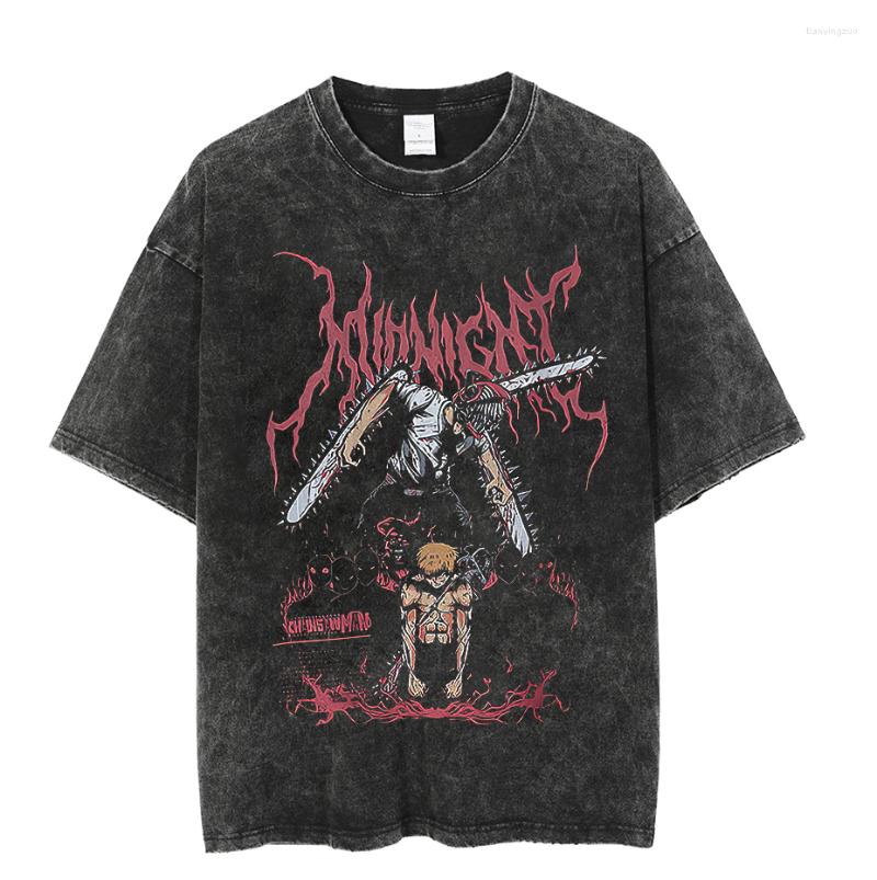 

Men' T Shirts Vintage Washed Tshirts Chainsaw Man Anime Shirt Harajuku Oversize Tee Cotton Fashion Streetwear Unisex Top 6, 13