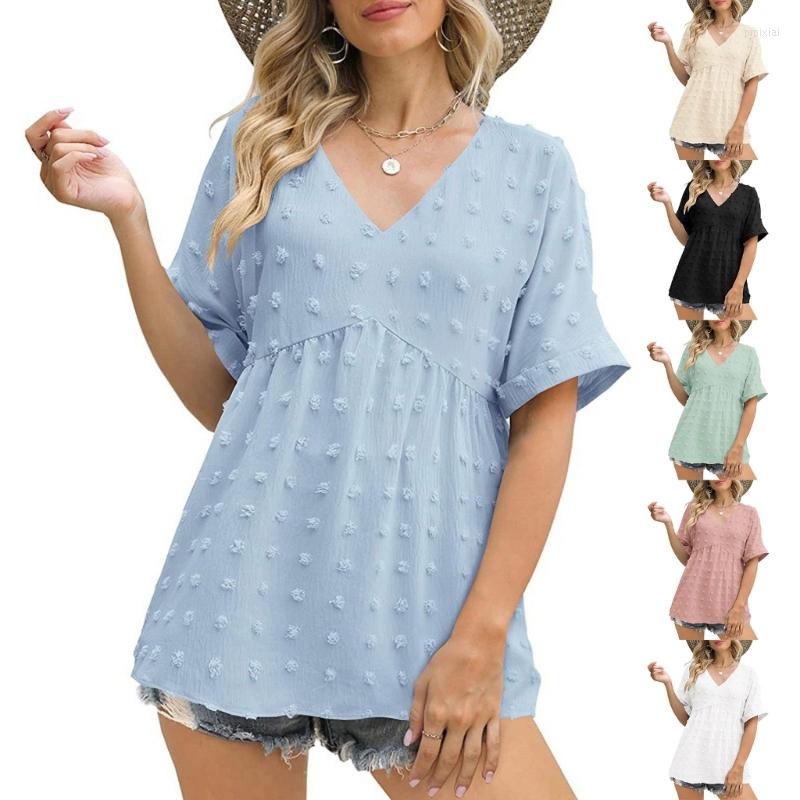 

Women's Blouses Lightweight Mid-length Sleeve Blouse V Neck T Shirt Commute Woman Clothes, White
