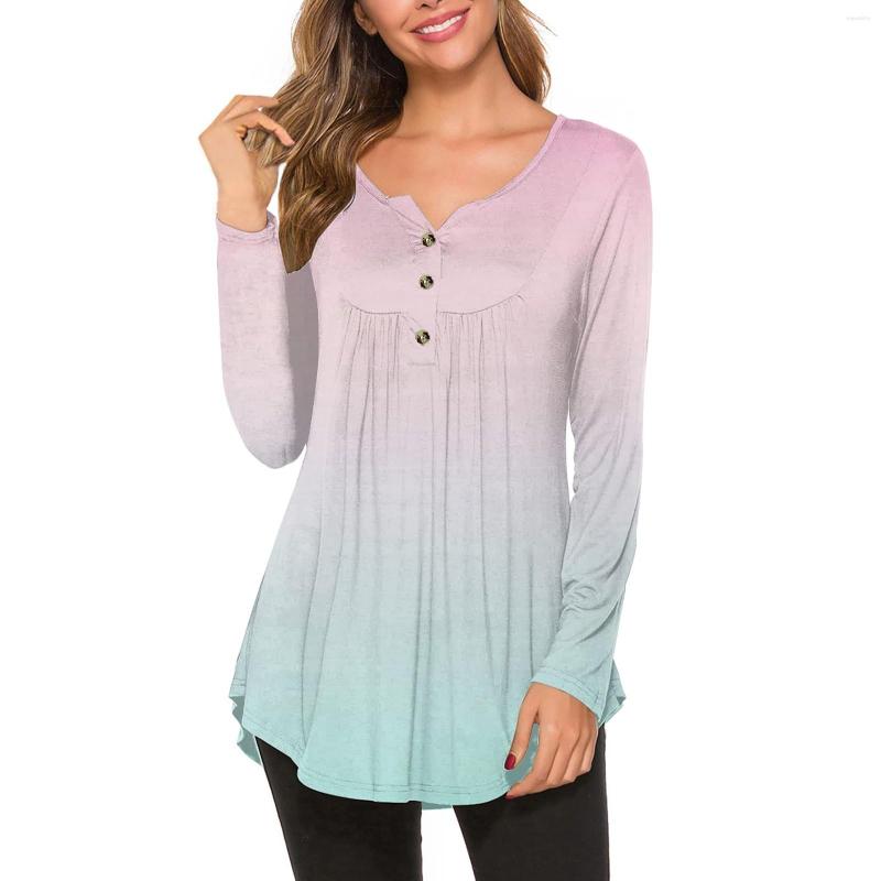 

Women's Blouses Tie-dye Print Women's With Button Plus Size Woman Clothing O-neck Long Sleeve Blouse And Shirt For Women Blusas Mujer, Burgundy