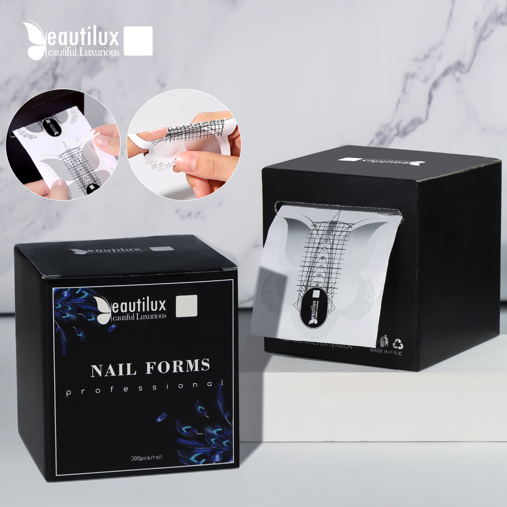 

Other Items Beautilux Professional Nail Forms 300pcs/Roll Gel Acrylic Nails Extension Chablon Paper Sticker Butterfly Shablon 230413