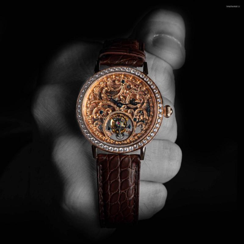 

Wristwatches Sugess Tourbillion Men Luxury Watch Seagull 8000K Movement Manual Hand Wind Skeleton Sapphire Crystal Case 2023, Coffee