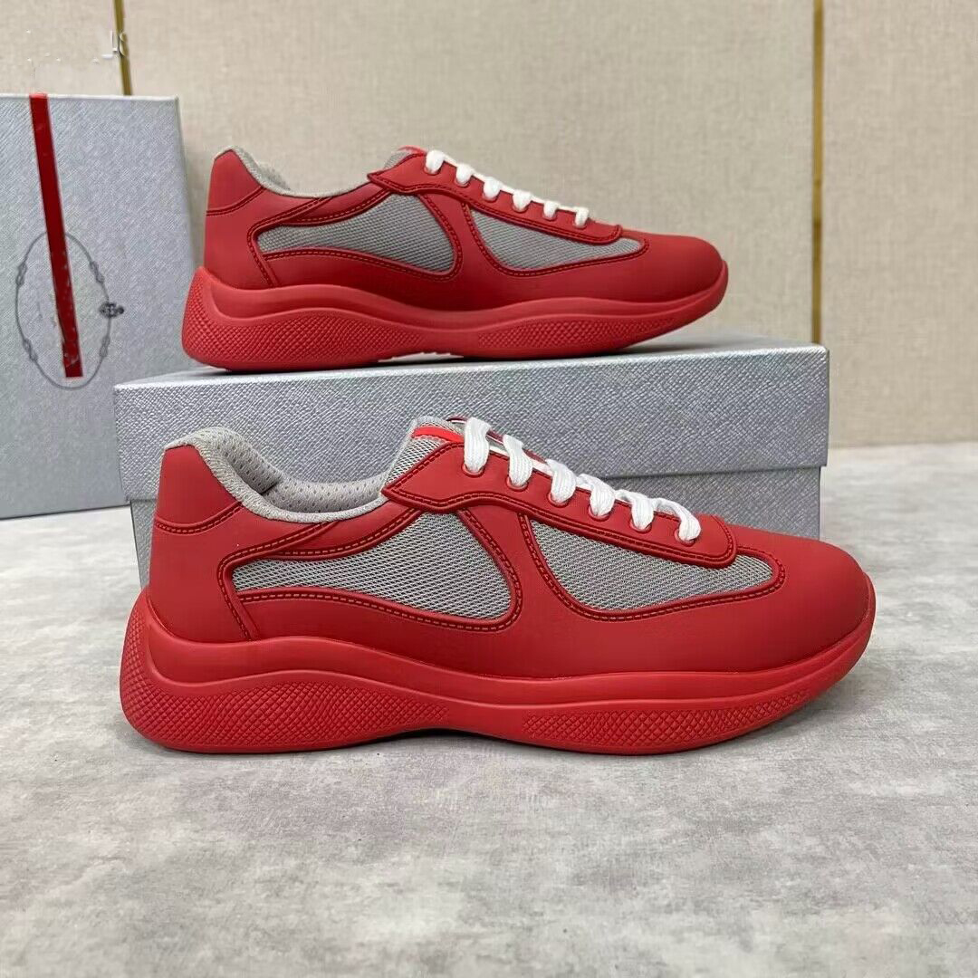 

EU38-46 Original Box America Cup Sneakers Shoes low top Patent Leather Mesh Trainers Rubber Sole Fabric Sports Lace-up Nylon Casual Outdoor Sports