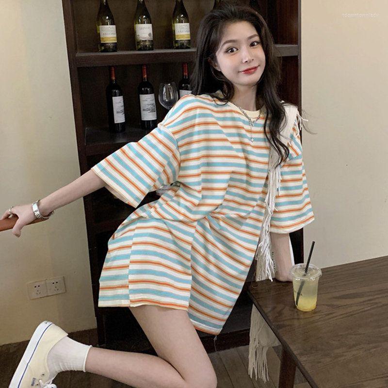 

Women's T Shirts Striped Oversized Shirt Women Loose Top 2023 Summer Korean Style Tshirt Short Sleeve Tees Female Harajuku Y2k Streetwear, Blue