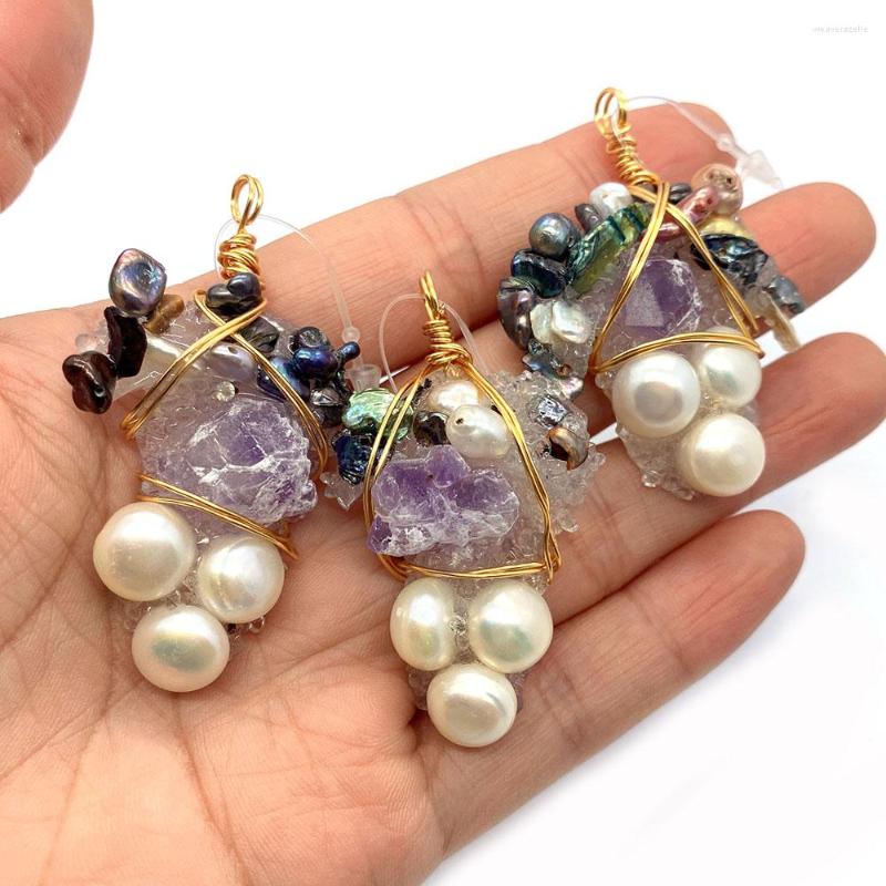 

Charms Exquisite Natural Stone Freshwater Pearl Grape Pendant 25-60mm Charm Fashion Creative Jewelry DIY Necklace Earrings Accessories