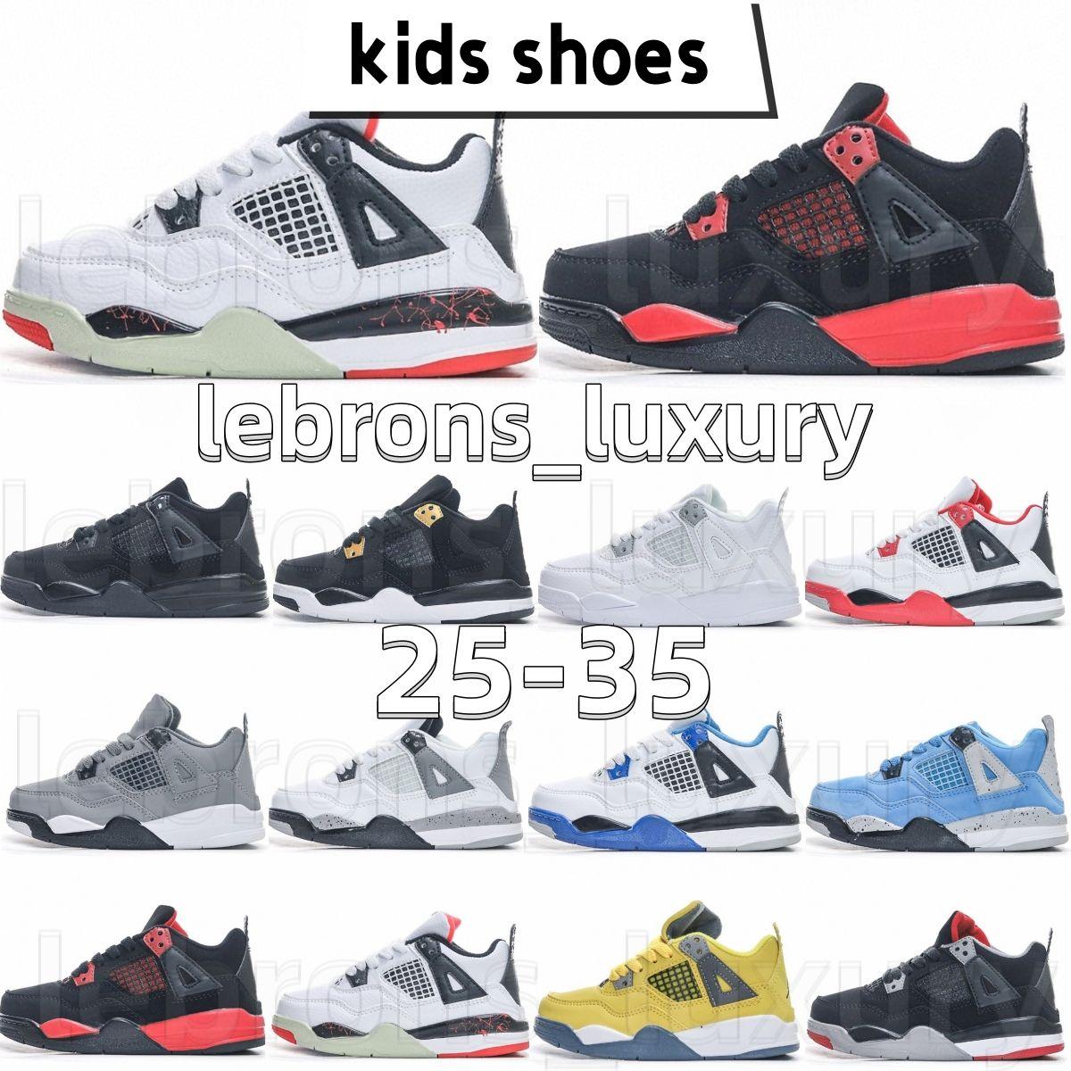 

Kids shoes Jumpman 4 Shoes Low Basketball Designer 4s Retro youth kid boys military Sail Muslin Black University Blue Cat Bred baby infants, #1