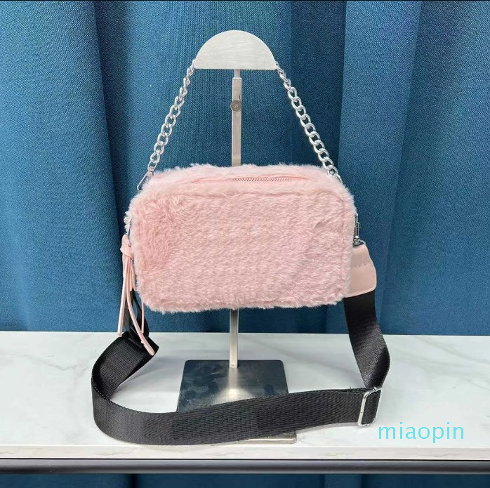 

Designer-bags women fur chain handBags winter Plush Camera shoulder Bag, Deep brown