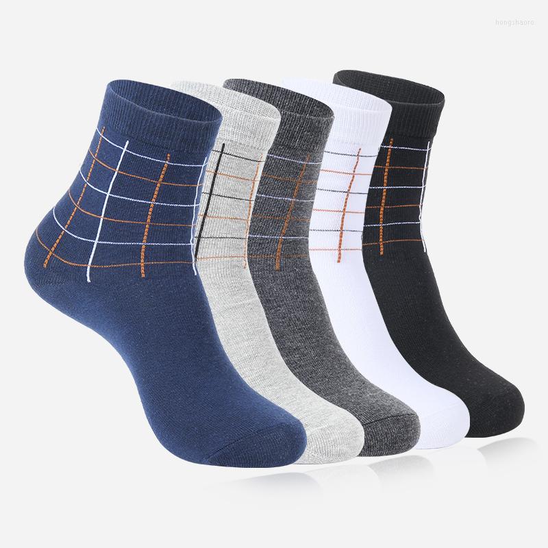 

Men's Socks Plaid Cotton Men Brand Summer Short Casual Work Wear Business Deodorant Breatheable Black Gray White