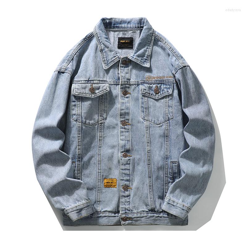 

Men's Jackets Denim Jacket Men Vintage Jean Coats Streetwear Fashion Turn Down Collar Outerwear Cotton Bomber, Black
