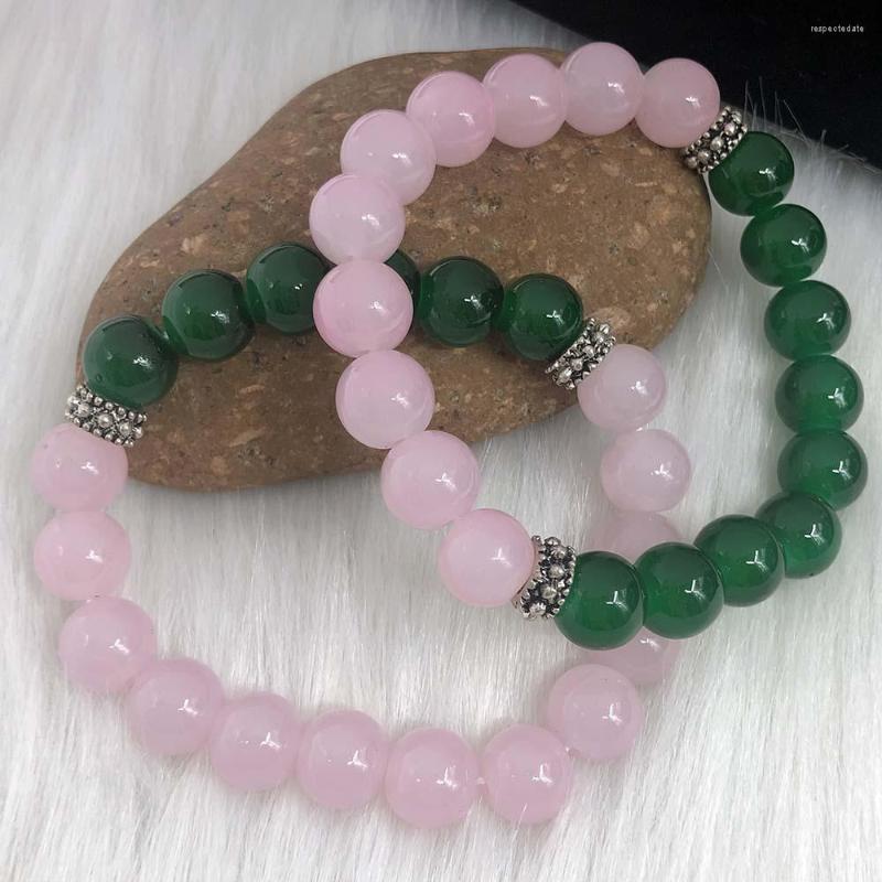 

Strand Greek Sorority Elastic Imitation Jade Pearl Charm Women Bracelet Jewelry